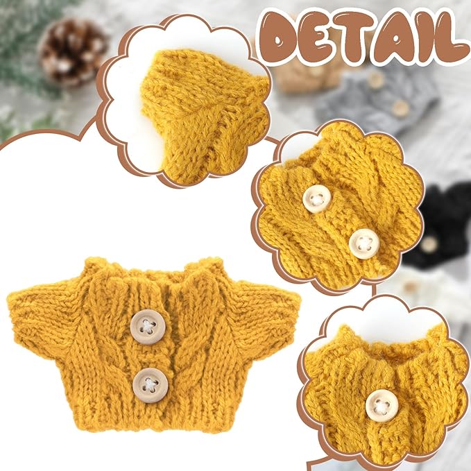 Bencailor 10 Pieces Christmas Doll Clothes Set Christmas Accessories Winter Outfits Knitted Clothing Santa Sweater for Doll Accessories(Fresh Style)