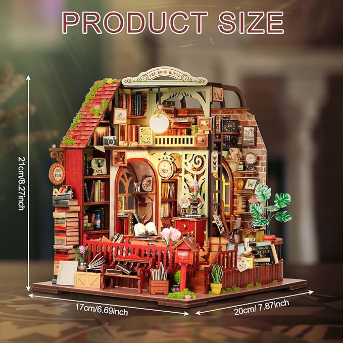 Foyucool DIY Miniature House Kit, Dollhouse Kit with Music and LED Light, Mini House Building Kits for for Adult to Building, Christmas Home Decorations Gifts for Family and Friends, Bookhouse