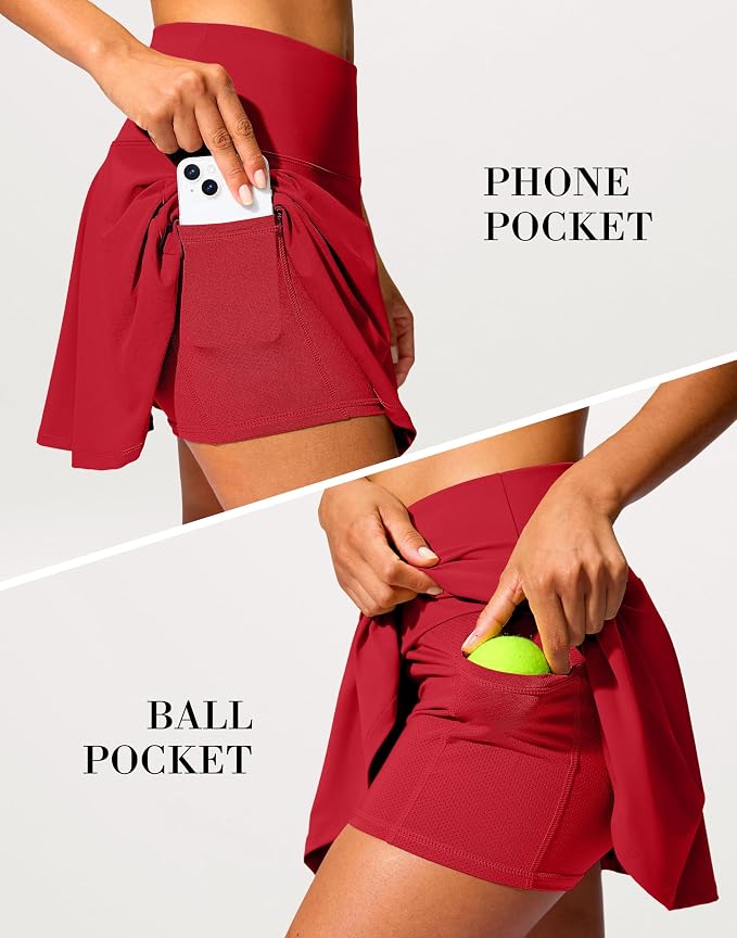 14" Tennis Skirt Golf Skorts with Pockets Tummy Control Shorts Pleated Skirts for Women Athletic Dressy Casual