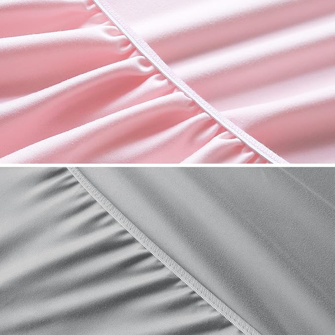 Waterproof Bassinet Sheets Fit for Halo, Dream on Me, Ingenuity, Fisher Price, Delta, Graco and Other Oval Bassinet Mattress, 2 Pack, Ultra Soft Microfiber Sheets, Grey & Pink