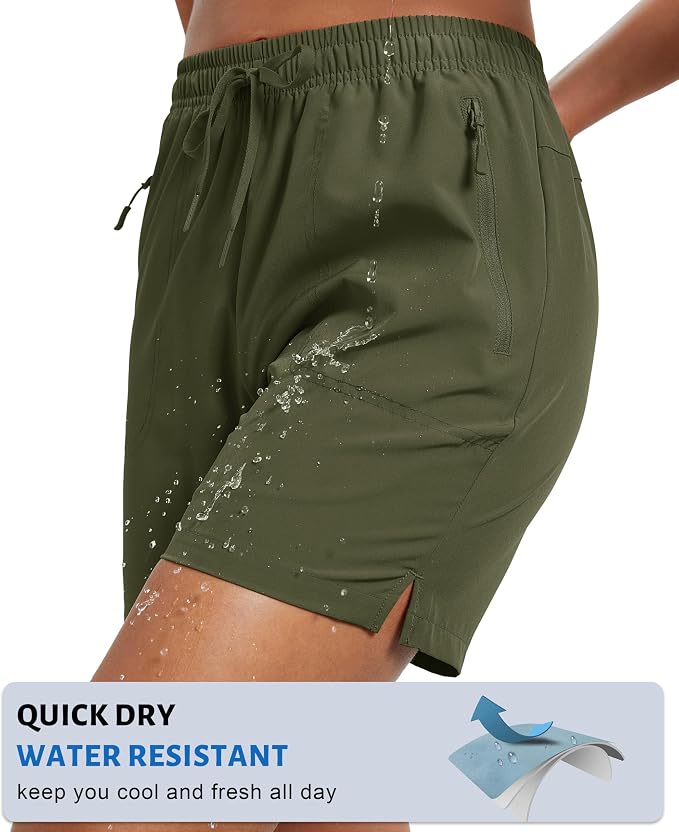 MAGCOMSEN Women's 5" Hiking Shorts UPF 50+ Quick Dry Lightweight Athletic Running Golf Summer Casual Shorts with Pockets