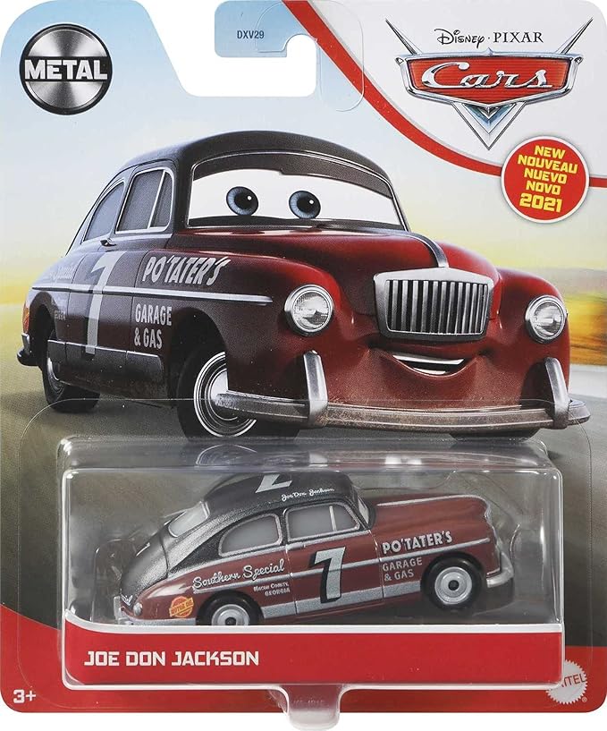 Disney Cars Toys ixar Cars Die-Cast Joe Don Jackson, 1:55 Scale Fan Favorite Character Vehicles for Racing and Storytelling Fun, Gift for Kids Ages 3 Years and Older, Multicolor (GBV55)