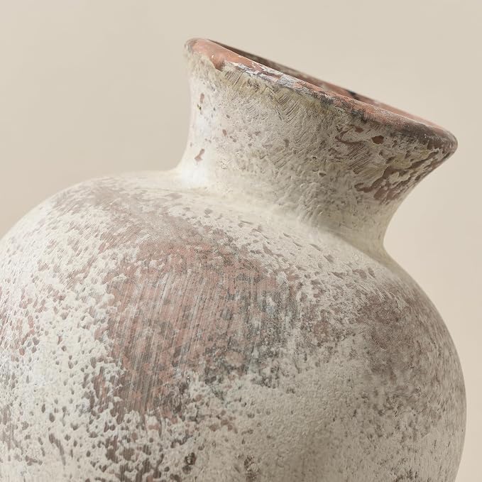 7.2" Ceramic Vase for Home Decor, Decorative Terracotta Farmhouse Rustic Vases for Living Room Kitchen Bedroom Bathroom Entryway Mantel Table, Pottery Vases for Grass Pampas Dried Fresh Flowers