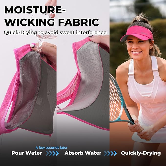 Sukeen Lightweight Sports Sun Visor Hat for Men Women | Packable, breathable, quick-dry, UPF50+ cooling visor hat, stretch fit, for running, tennis, golf, pickleball, softball