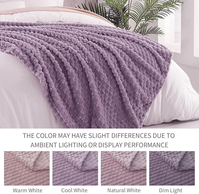 Exclusivo Mezcla 3D Fleece King Size Blanket for Bed, Grayish Purple | Extra Soft Fuzzy Plush Lightweight Bed Blankets, Cozy Fluffy Decorative Blankets for All Seasons, 90x104 Inches