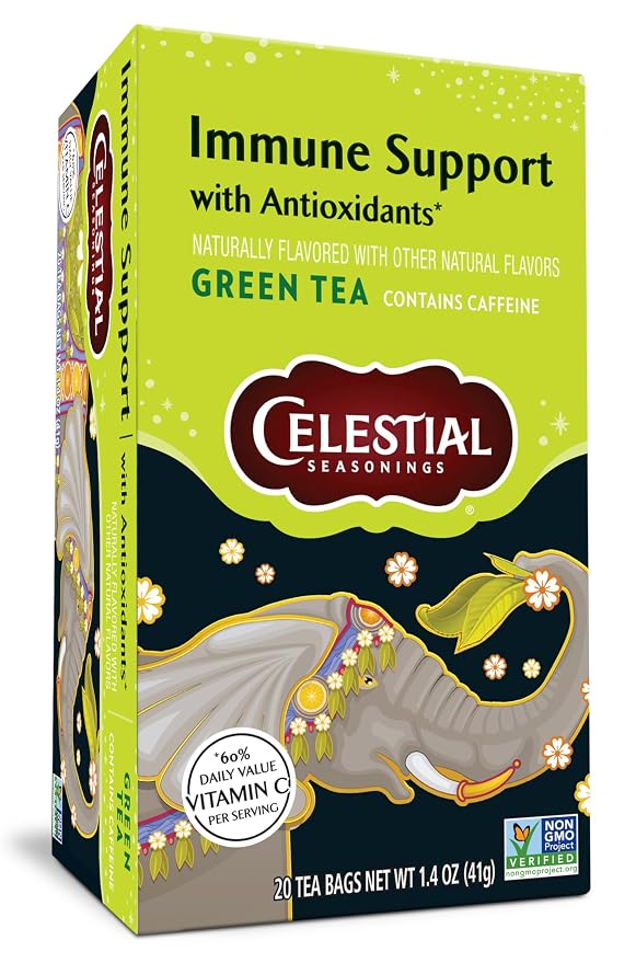 Celestial Seasonings Immune Support Green Tea 20 Tea Bags (Pack of 2)