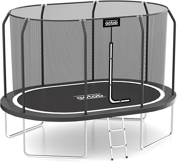 AOTOB 8×12 FT ，8×14 FT Rectangle Trampoline - Perfect Outdoor Large Trampolines for Kids - Gymnastics Style Trampoline with Enclosure Net - Supports Up to 440 lbs