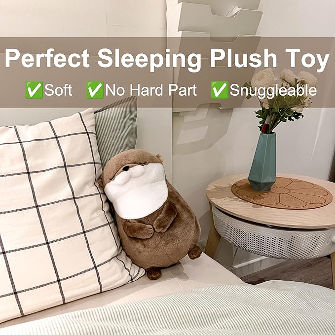 Otter Stuffed Animals Sleeping Plush Toys with Embroidered Eyes for Boy Girl Kids Birthday Christmas Bedtime Gifts, 12 inches