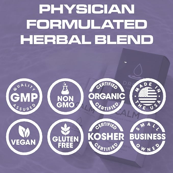DropRx Calm - Organic Calming Supplement for Adults - Kava Kava, Lemon Balm, Lavender & Chamomile Liquid Drops - Herbal Relaxation Blend - Natural Sleep & Zen Support (2 fl oz)