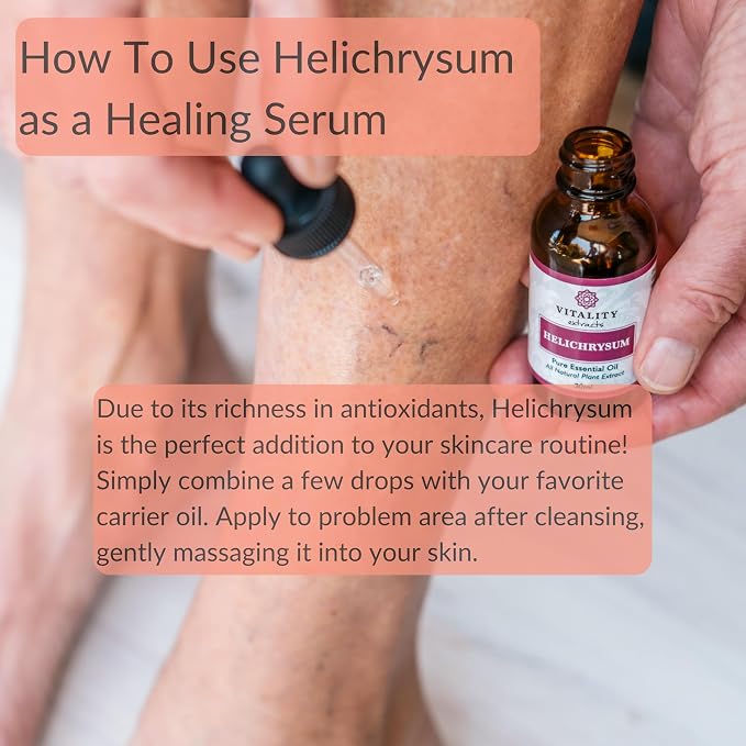 Vitality Extracts Helichrysum Essential Oil - 30ml, Helichrysum Gymnocephalum, Aromatherapy, Skin Care, Happy, Stress Relief, Aches Relief
