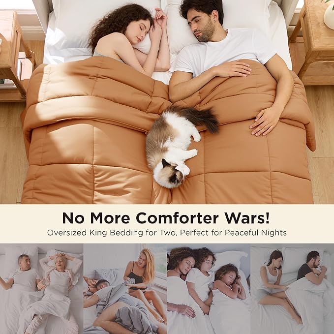 Bedsure Comforter Duvet Insert - Quilted Comforters Oversized King Size, All Season Duvet, GentleSoft Down Alternative Bedding, with 8 Tabs, Gifts for Women, Burnt Orange, Oversized King 116x98 Inche