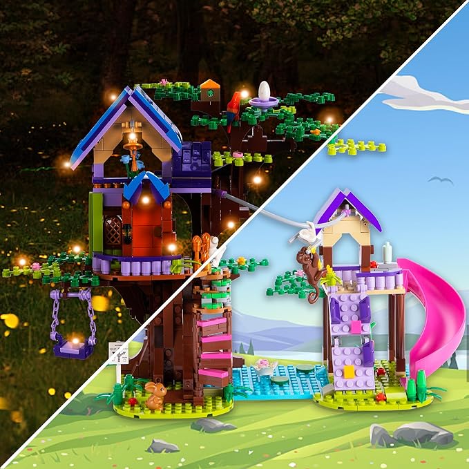 Treehouse Building Blocks, Friendship Forest Treehouse Building Toy with Slide, Swing, Animals, Creative Forest Toy Great Gift for Kids Girls Boys 6-12 (751Pcs)