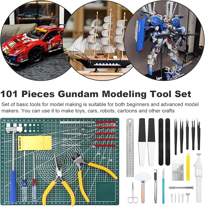 101PCS Gundam Model Tools Kit, Hobby Building Tools Kit for Gundam Basic Model Assembling, Building and Repairing