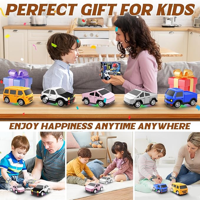 Watch Remote Control Car Toy, 2.4 GHz Mini RC Cars Watch Toy with LED Lights USB Charging Wrist Controlled Small Racing Car Interactive Game Toys for Kids Boy Girl Birthday Christmas