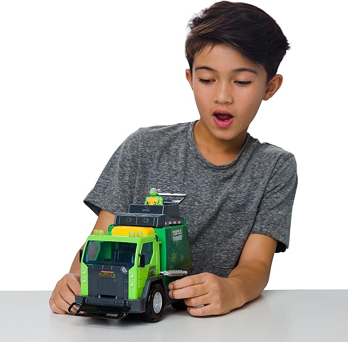 Teenage Mutant Ninja Turtles Toy, Thrash 'N' Battle Garbage Truck with 3 Sewer Cap Launchers, Lights & Sounds, TMNT Mutant Ninja Turtle Vehicle for Kids, Ages 3+