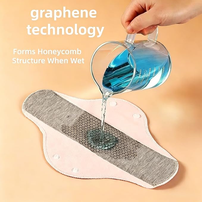 Reusable Leakproof Washable Incontinence Pads for Women Adults | Graphene Absorbent, Waterproof & Breathable | Pure Cotton Bladder Leak Pads, Day Night Postpartum Incontinence Protection (3pcs)