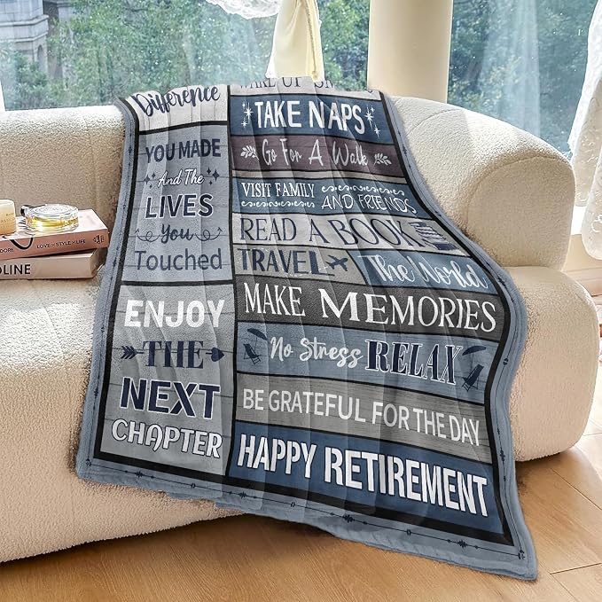 Retirement Gifts for Men/Women 2026, Retirement Blanket for Men 80"x60" | Men Retirement Gifts, Happy Retired Gifts Throw for Male, Teacher, Coworker, Dad