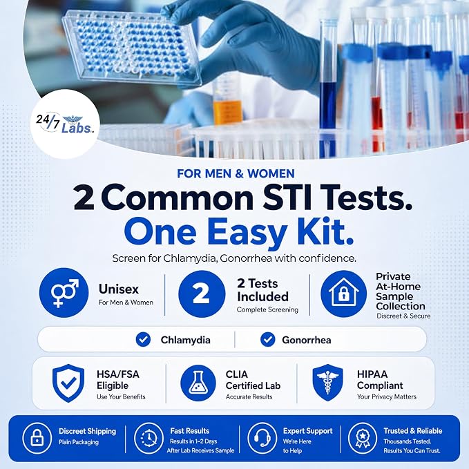 STD Testing Kit for Men and Women Chlamydia and Gonorrhea Screening Discreet and Accurate Results Private and Secure CLIA Certified Labs