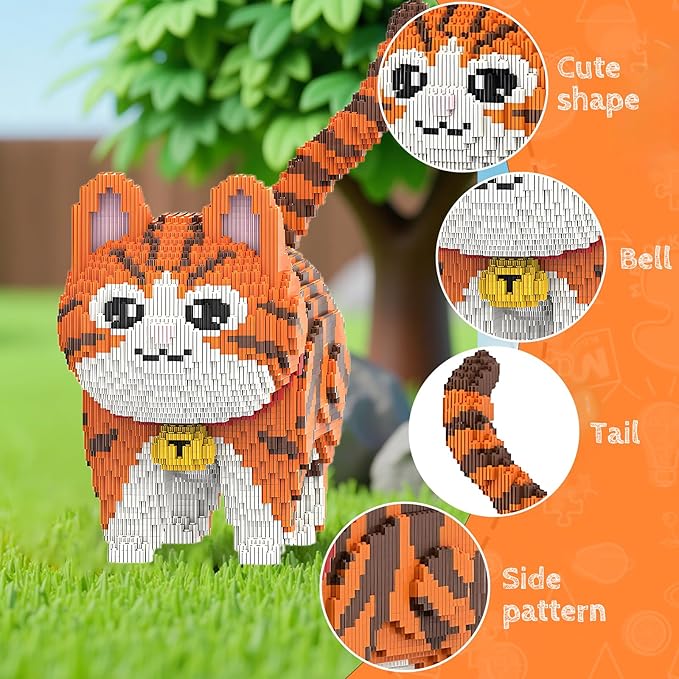 Orange Cat Micro Building Blocks Set Laegr Animal Model Kits Toys Gift for Adult and Kids 6665 Pieces