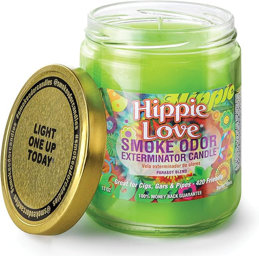 Hippie Love Smoke Odor Exterminator 13oz Jar Candle,