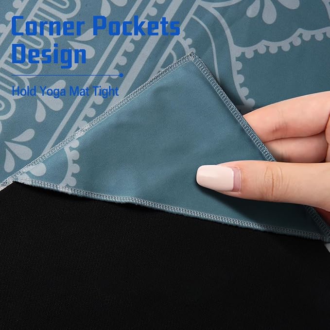 Yoga Mat Towel, Hot Yoga Non Slip with 4 Corner Pockets, 70 x 26 in | Soft Absorbent Microfiber With Four Corner Pockets, Fits Over Yoga Mats For Hot Yoga, Pilates, Gym, And Travel