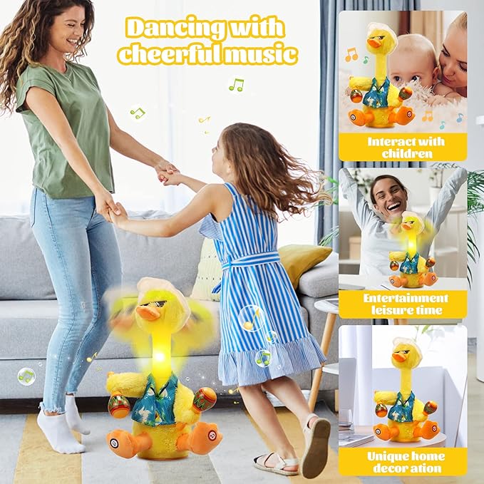 LUKETURE Dancing Toy,Dancing Cactus, Dancing Duck, Interactive Toy for Kids,Toddlers,Children Having Fun (Yellow-3)