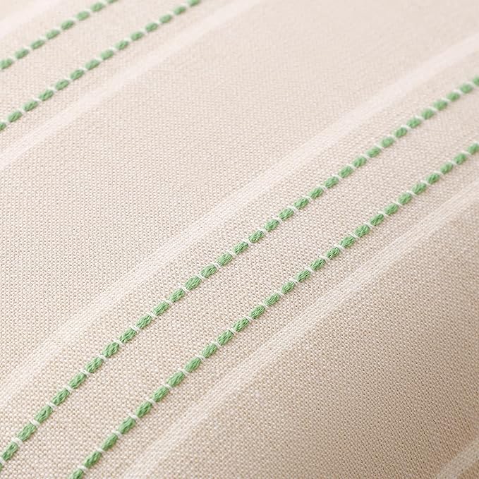 Hckot Stripe Throw Pillow Covers 24x24 Set of 2 Light Green Pillow Covers | Large Farmhouse Decorative Pillows Textured Linen Square Cushion Covers for Sofa Couch Bed Living Room Decor