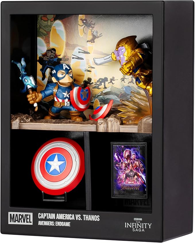 FANDROP MV03-Mavel Studios' Avengers Endgame - Captain America VS. Thanos, FANDROP Combines an Epic Diorama, Artifacts & Scene Marker Creating A Display to Enhance Any Marvel Collection, 4 to Collect