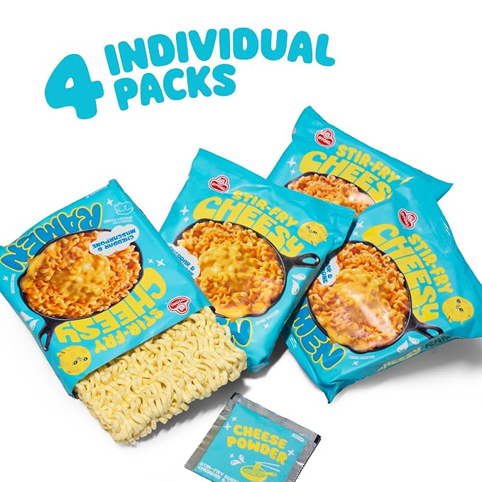 OTOKI Cheesy Ramen Noodles, Mac & Cheese Meets Ramen, Cheddar & Mascarpone Flavor, Korean Instant Ramen, 3.88 oz Pack of 4