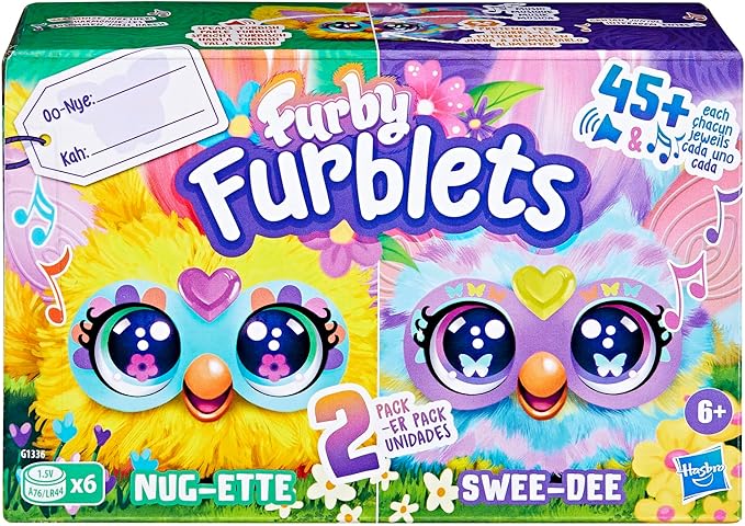 Furby Furblets 2 Pack of Spring Mini Friends Nug-Ette & Swee-Dee, Easter Egg & Chick Themed, Electronic Plush Toys, Multicolor, Back to School Gifts, Ages 6+ (Amazon Exclusive)
