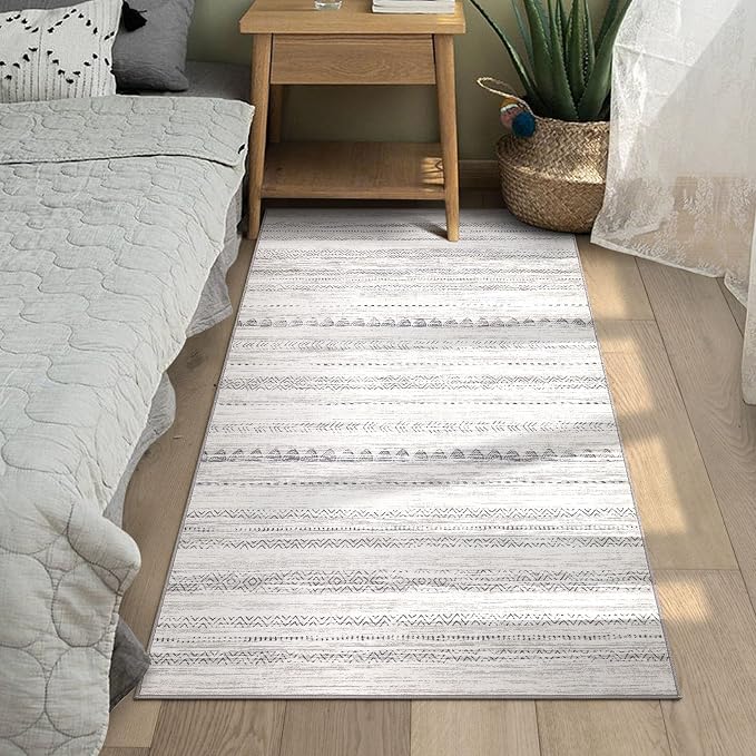 Nakagishi Boho 3x5 Area Rug Living Room Rugs Machine Washable Gray | Soft Underfoot, Stain Resistant, Carpet for Bedroom/Kitchen/Entryway/Hallway, Bathroom Pet & Kid Friendly Moroccan Farmhouse