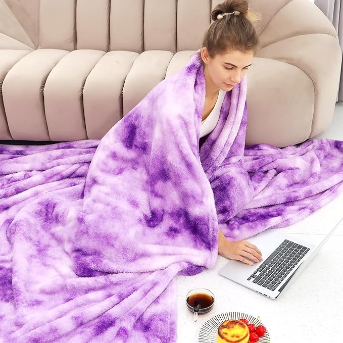 Purple Fleece Throw Blanket for Women, Cozy Soft Lightweight Throw Blankets Warm Plush Purple Fall Blankets and Throws Couch Sofa Bed Camping Travel Picnic Outdoor Blanket Bedding Kid Adults 60x80 in
