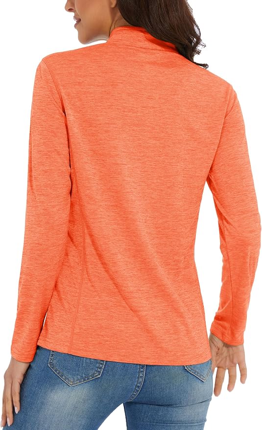 MAGCOMSEN Women's UPF 50+ Sun Shirts Long Sleeve 1/4 Zip Pullover Quick Dry Workout Hiking Tops Running Athletic Shirts