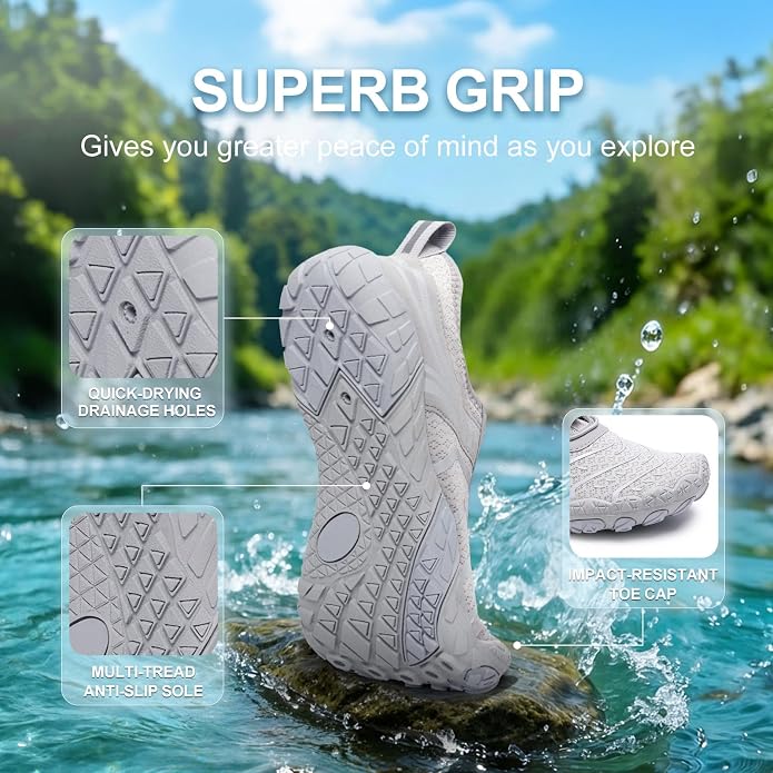 Barefoot Shoes for Women & Men, Grounded Walking Hiking Barefoot Shoes, Wide Toe Box Non-Slip Water Athletic Footwear, Comfortable Vitality Barefoot Footwear, Trail Running Sneakers Unisex