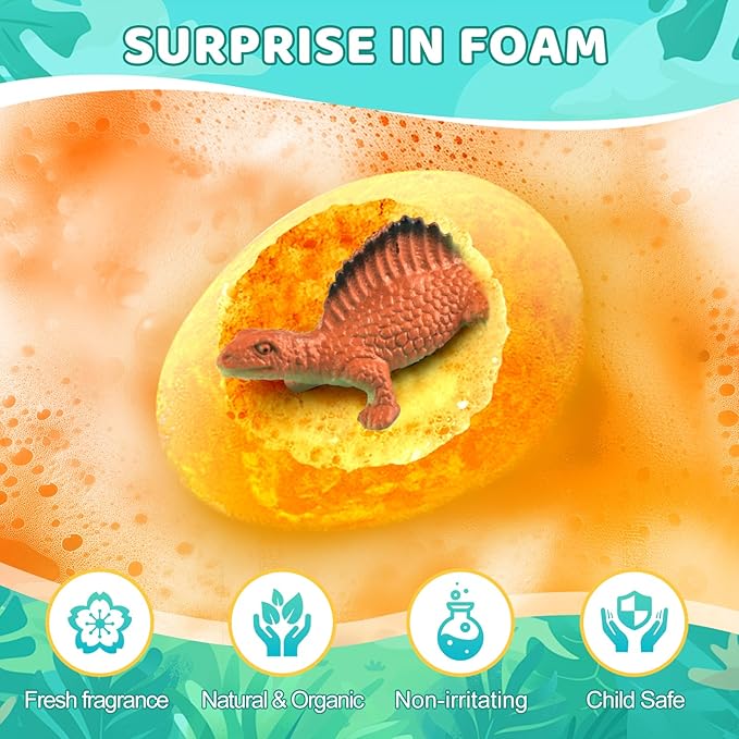 Bath Bombs for Kids with Surprise Toys Inside - 9 Pack Dinosaur Bath Bombs Gift Set, Dinosaur Toys for Kids 3 4 5 6 7 8 9 Years, Valentines Day Gifts for Kids, Easter Gifts Bubble Bath Fizzes