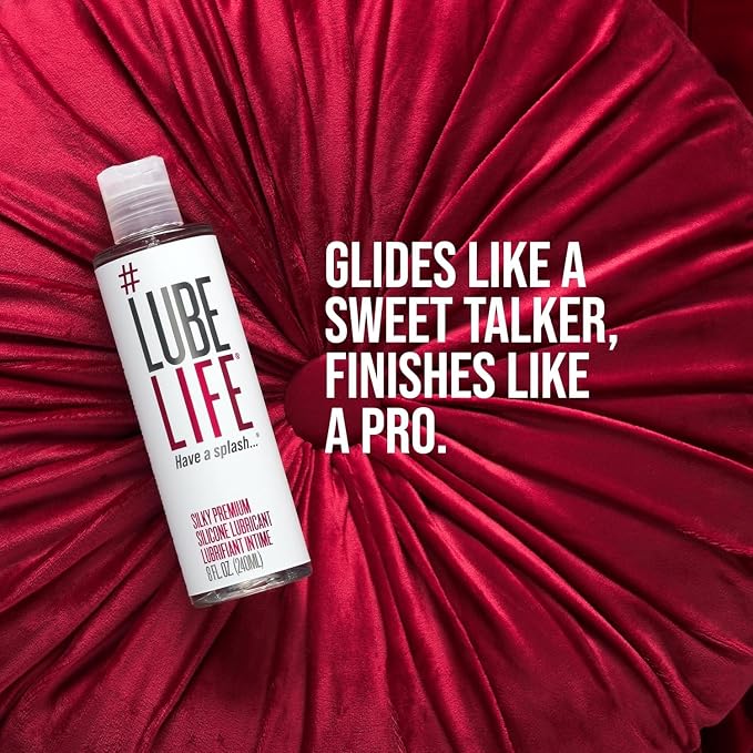 LUBELIFE Silky Premium Silicone Lubricant, Extra Cushiony, Silky Smooth, Luxe Formula for Women, Men, and Couples, Unscented, Non-Sticky and Water-Resistant, 8oz