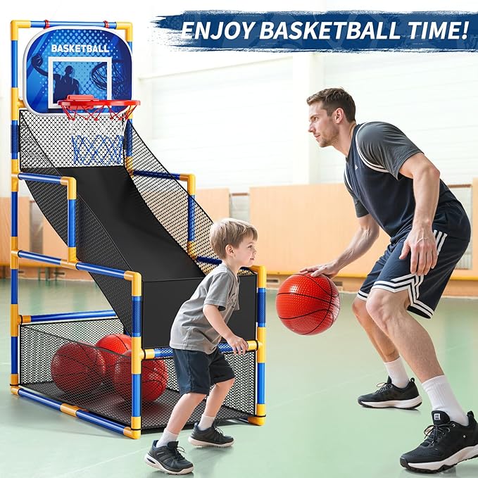 Arcade Basketball Game Set for Kids 3-12 Years Old, Kids Basketball Hoop with 4 Balls & Pump, Indoor Outdoor Sports Play Toys, Basketball Games Toys, for Boys Girls Teens