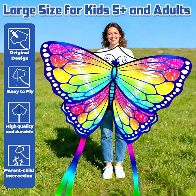 Kites for Kids Ages 4-8 8-12, Beginner Kite for Adults Easy to Fly Kids Kites for Toddlers Age 3-5 with Handle and 328FT String for Family Outdoor Games and Activities