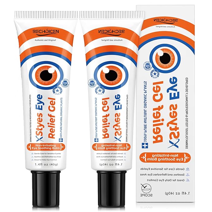 Stye Eye Relief Gel with Tea Tree Oil,Calendula & Vitamin E–Gentle Soothing Serum for Styes,Chalazion & Blepharitis,Soothing Eyelid & Under Eye Care for Redness,Irritation & Puffiness,1.4oz,2PCS