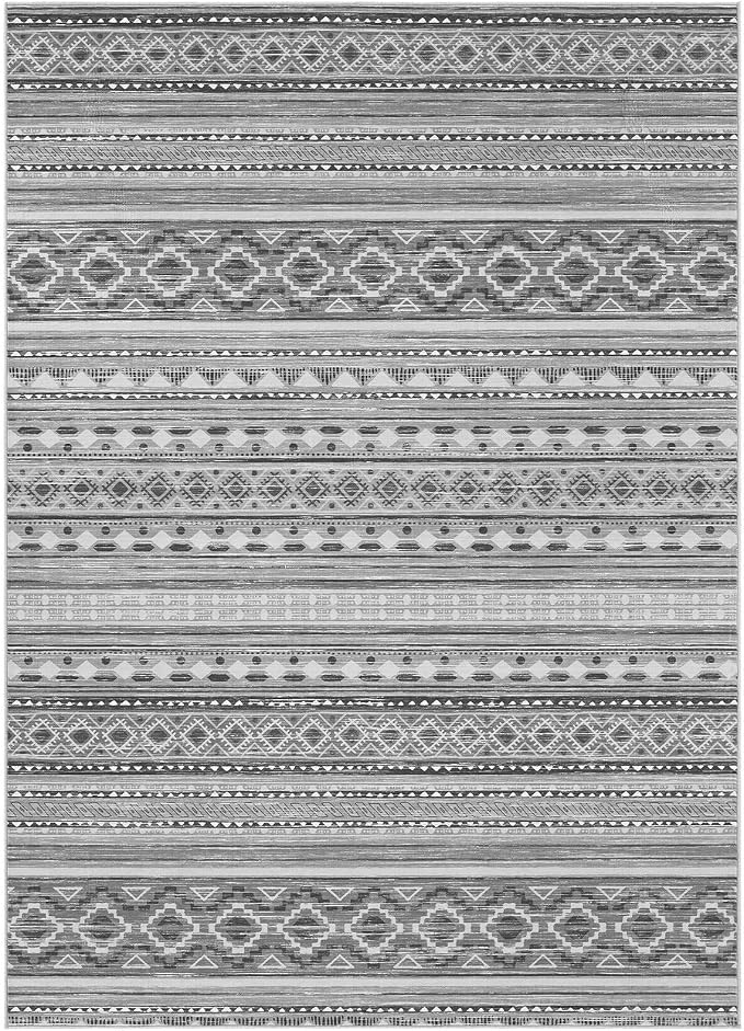 cotiled 9x12 Area Rugs Living Room Rug: Washable Boho Rugs with Non Slip Backing Large Soft Indoor Stain Resistant Carpet for Bedroom Farmhouse Dining Room Lightweight Home Decor Beige Grey