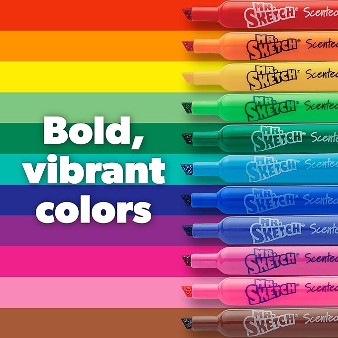 Mr. Sketch Scented Markers, Chisel Tip Marker, Assorted Colors, 22 Count