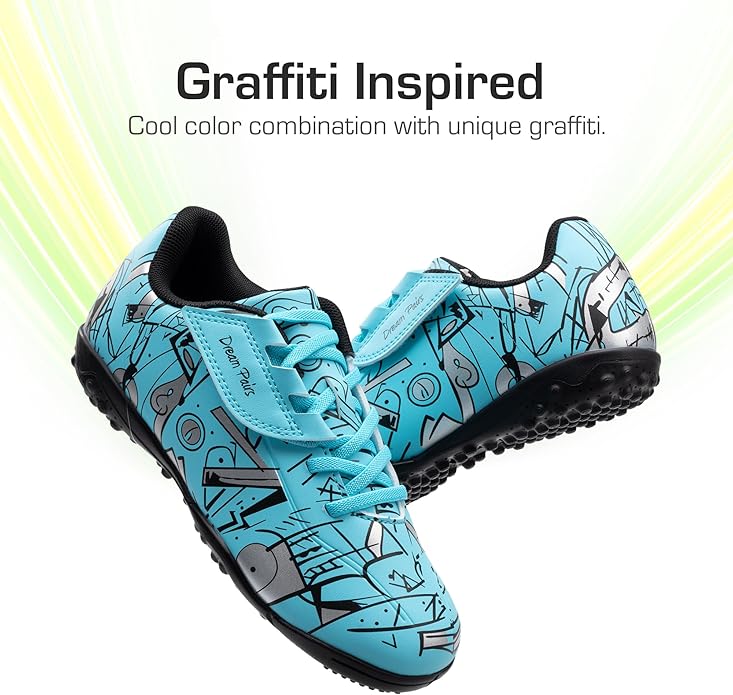 DREAM PAIRS Boys Girls Indoor Turf Soccer Cleats Lace Up Athletic Youth Futsal Football Casual Shoes for Little/Big Kid