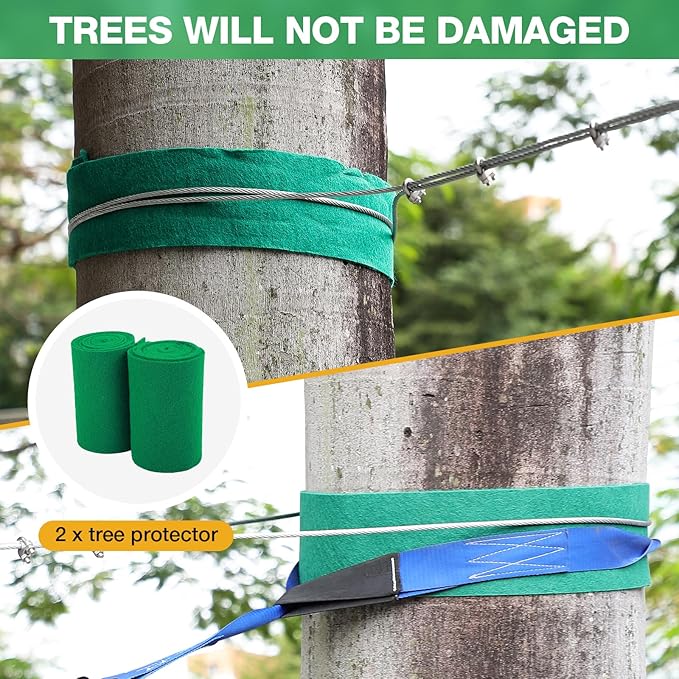 FAHKNS 120FT Zip Line Kit for Kids Adults: Up to 400LBS Quick Tighten Zipline for Backyard with Rust Proof Removable Trolley,Spring Brake,Height Adjustable Seat,Outdoor Kids Play Equipment
