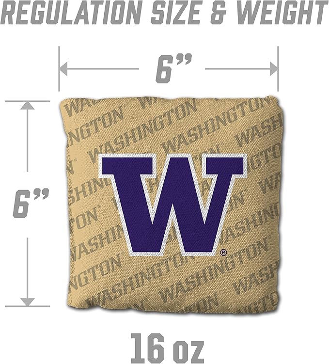 YouTheFan Officially-Licensed NCAA Set of 4 Cornhole Bags - All Weather Regulation 6” x 6” Size - 16oz Weight - Designed in USA