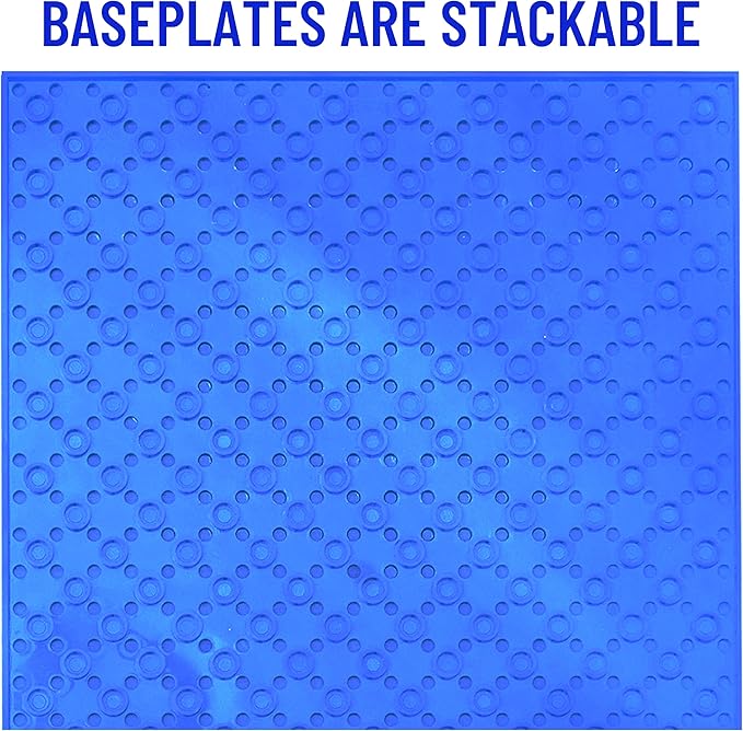 Strictly Briks Stackable Brick Baseplates - 6x6 in, 12-Pack, Blue, Green, Gray & Sand - Building Plate for Bricks & Creative Building Toys