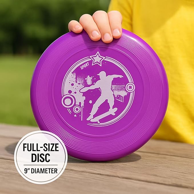 Liberty Imports 12 Pack: Plastic Flying Sports Discs Set for Outdoors Beach Backyard Throwing and Catching Activities, 9" Play Discs for Kids & Adults