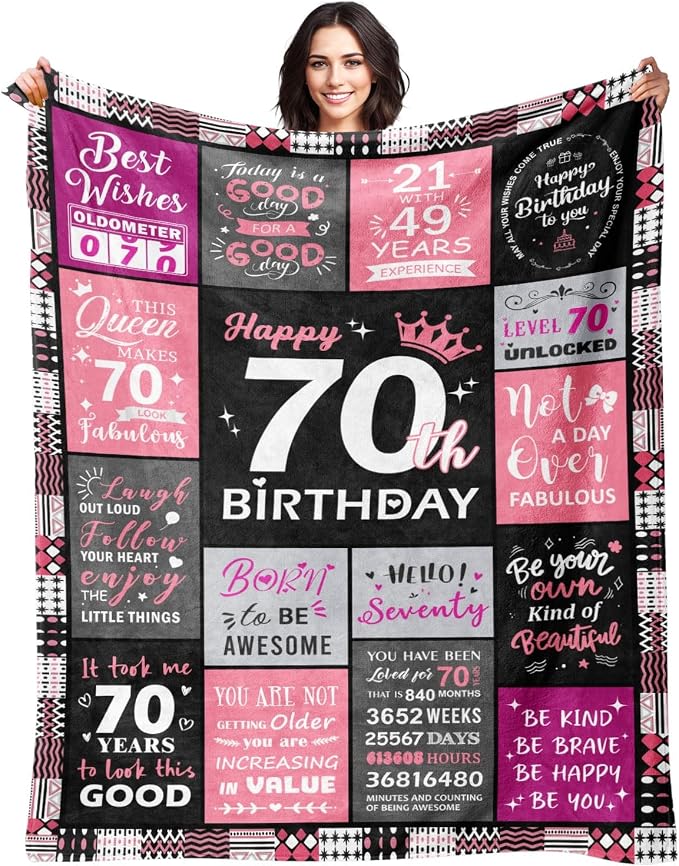 70th Birthday Gifts for Women, 70th Birthday Blanket for Women 60"x80" | 70th Birthday Decorations for Women, 70 Year Old Birthday Gifts for Women, 1956 70Th Birthday Gifts for Sister, Mom, Friend