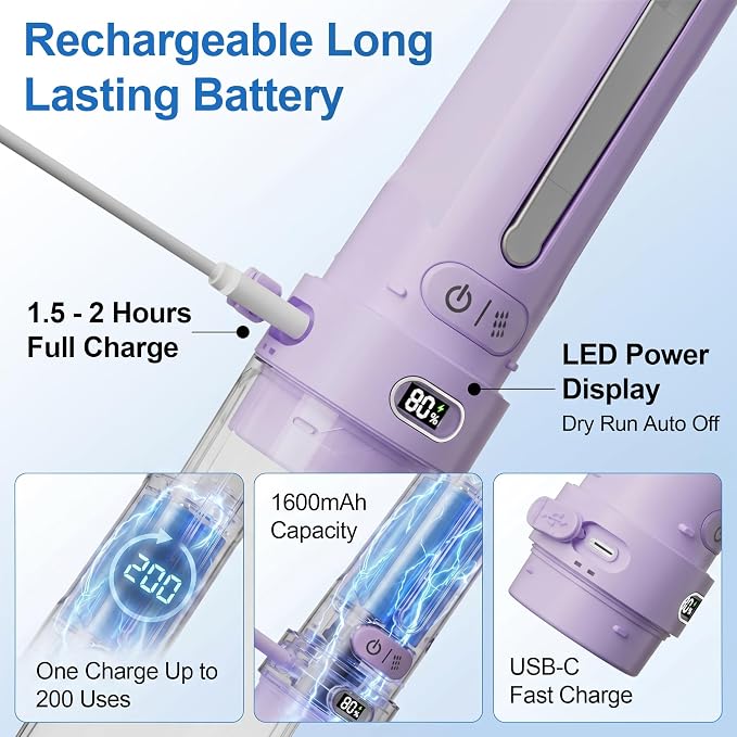 Electric Menstrual Cup Cleaner, Portable Bidet for Feminine Care | Women period essentials Fashionable purple, USB-C rechargeable Adjustable pressure modes IPX7 waterproof, Compact travel size