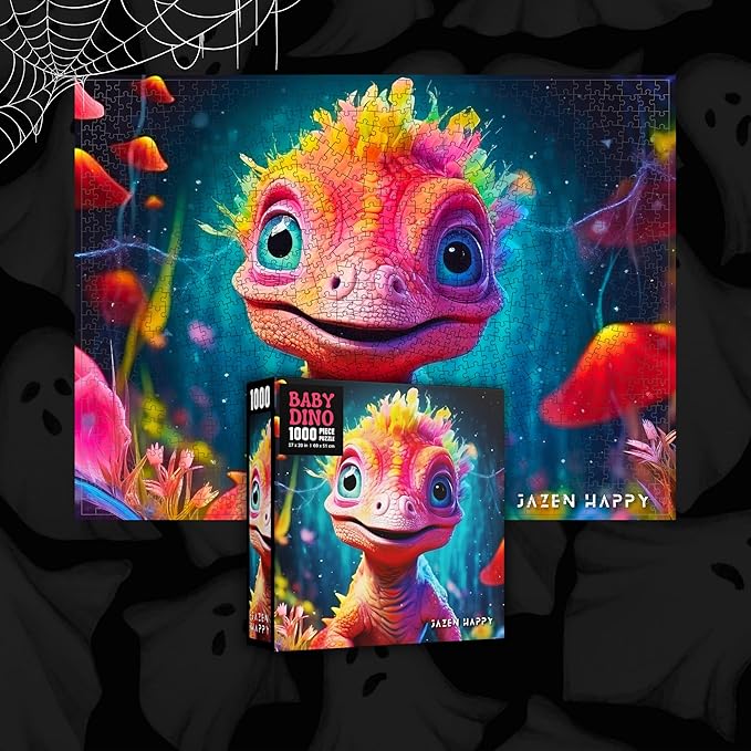Challenging Jigsaw Puzzle for Adults and Families - 1000 Pieces - Baby Dinosaur - Jazen Happy - 27x20 inch - Poster Included Puzzle