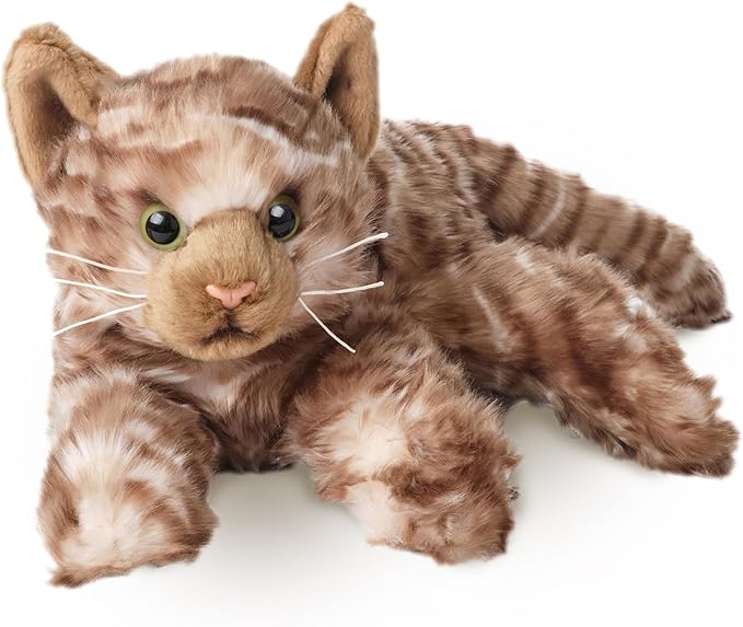 Bearington Collection Louie Cat 15-Inch Tabby Plush Toy - Realistic Cat Stuffed Animal & Plushies for Kids